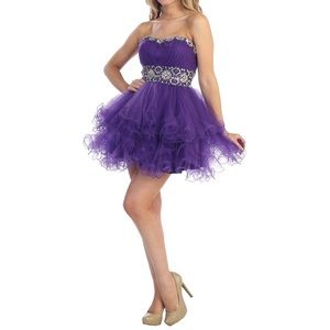 Purple short prom dress